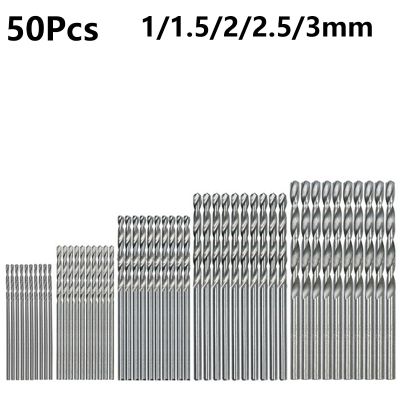50pcs Titanium Coated HSS Drill Bits Set 1/1.5/2/2.5/3mm High Speed Steel Twist Drill Bit For Wood Plastic Aluminum Metal Drills Drivers