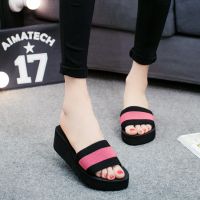 The new 2017 summer prevent slippery outside a word procrastinates female fashion wear high-heeled antiskid slippers wholesale