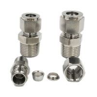 SS 304 Stainless Steel Double Ferrule Compression Connector 6mm 8mm 10mm 12mm Tube to 1/8" 1/4" 3/8" 1/2" Male  Pipe Fitting Watering Systems Garden H