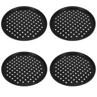 4X 10 Inch Personal Perforated Pizza Pans Black Carbon Steel with Nonstick Coating Easy to Clean Pizza Baking Tray