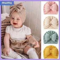 MUMU ทารกแรกเกิดวัยหัดเดิน สีทึบทึบ หมวกถักนิตติ้ง หมวกผ้าโพกหัว หมวกสำหรับเด็ก ผ้าพันหัว หมวกสำหรับทารก