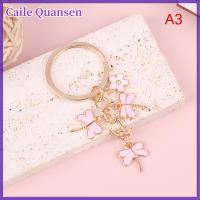 Caile 1PC แฟชั่นผีเสื้อผึ้งแมลงปอพวงกุญแจดอกไม้สำหรับผู้หญิงจี้น่ารัก