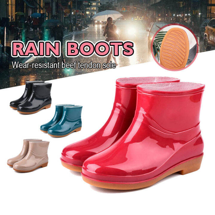 รองเท้ากันฝน-รองเท้าบูทหุ้มข้อ-กันน้ำ-ไซส์36-39-rain-shoes-กันน้ำมัน-ส้นหนา-ฤดูฝน-รองเท้ากันลื่น-รองเท้าทำงาน-xph233