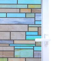 Privacy Window Covering Brick Stained Glass Window Film Waterproof Static Window Cling No Adhesive Glass Window Decor for Home Window Sticker and Film