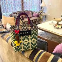 Vegetable Basket Bag Shopping Marniˉ Limited Edition Contrast Color Shoulder Handbag Holiday Large Capacity Beach Bag