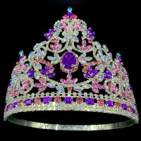 Mewah มงกุฎใหญ่นางงามจักรวาล Perkahwinan Lotus Kristal Pengantin Headdress Barang Kemas Tiara Laras