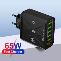 USB Charger 65W Quick Charger3.0 Fast Charging 6Ports Power Adapter อะแดปเตอร์ศัพท์มือถือสำหรับ 14 13 Samsung Oneplus Xiaomi