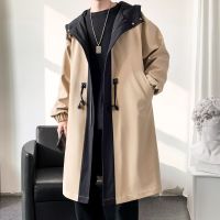 Trench Coat Men Streetwear แจ็คเก็ตยาว Hip Hop ชายแฟชั่น Windbreaker ฤดูใบไม้ผลิฤดูใบไม้ร่วง Hooded Overcoat Men Women