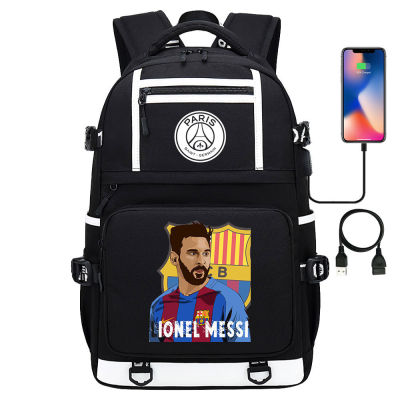 หมายเลข10 Messis FCS Barcelonas ปารีส Saint-Germain F.C.S กระเป๋าสะพายหลังกีฬานักเรียนสำหรับผู้ชายกีฬาสำหรับผู้หญิงฟุตบอลดาวพิมพ์ USB นักเรียนเยาวชนกระเป๋านักเรียนเป้สะพายหลังกระเป๋าเป้สะพายหลังแบบสบายๆ0000