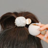 The new Korean version of the spherical full rhinestone grasping hairpin high ponytail holder pearl hair accessories