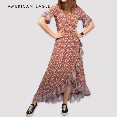 American Eagle Ruffle Midi Dress ชุดเดรส ผุ้หญิง มิดี้ (EWDR 039-5876-613)