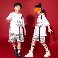 [COD] Childrens hip-hop suit boy national tide loose short-sleeved hiphop vest girl handsome six one performance costume