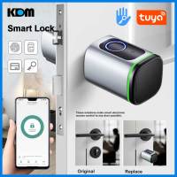 Tuya Fingerprint Door Lock Electronic Smart Door Lock With Biometric Fingerprint / Smart Card / Key Unlock/ App /Emergency Charge Electronic Door Lock Main door Lock for Home Hotel Office