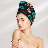Magic Microfiber Shower Cap Geometric Paw Towel Bath Hat Dry Hair Cap Quick Drying Soft Lady Turban Head Towels