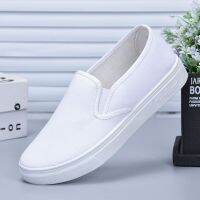 CODhan14416 Plus Size (35-44) Kasut Perempuan Women Man Plain White Sport Shoes Lovers Sneaker Slip-On Sports Sneakers Canvas School Student Walking Shoes