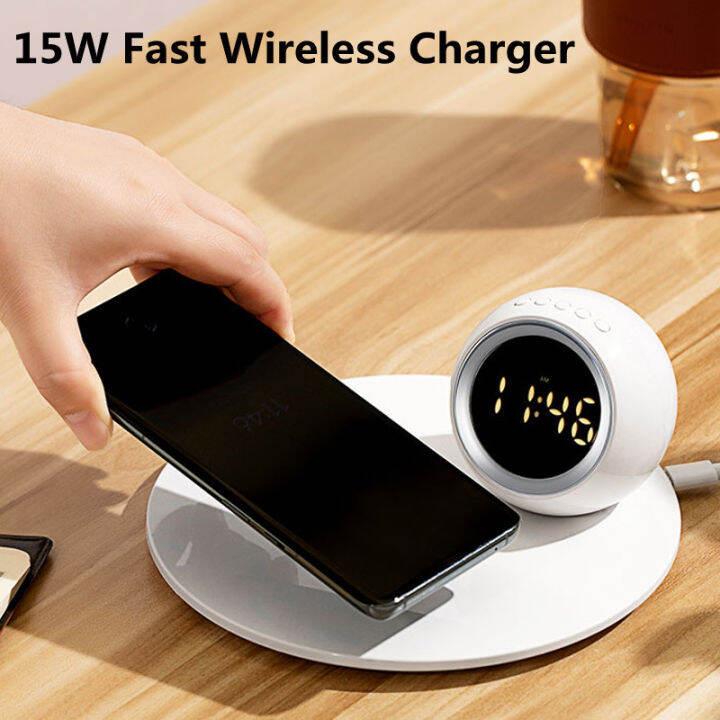 wireless-charger-time-นาฬิกาปลุก-led-โคมไฟเครื่องชาร์จศัพท์-fast-charging-dock-station-สำหรับ-14-13-12-samsung-s21-s20-xiaomi