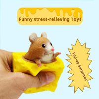 Cute Cheese Mouse Squeeze Stress Relief Toys TPR Elastic Cheese Spoofs Prank Decompression Squishy Toys Squishy Toys