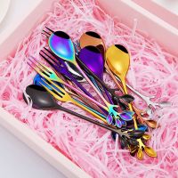 Stainless Steel Stir Small Branches Leaf Utensils Tea Scoops Coffee Spoon Upscale Dinnerware Fruit Fork Party Home Kitchen Tools