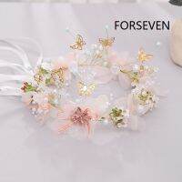 FORSEVEN Romantic Women 39;s Fairy Hair Crowns Wreath Sweet Butterfly Flower Hairband Party Bridal Headband Jewelry Accessories JL