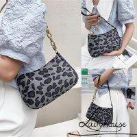 LD-Women Retro Style Underarm Bag HoundstoothZeLeopard Pattern Small One-shoulder Handbag