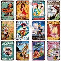 2023 Fashion Vintage Beauty Retro Poster Pin Up Girl Metal Sign Plate Tin Sign Wall Art Decor For Home Bar Pub Plaque Decor Metal Painting