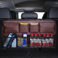 [NEW] New PU leather Car Rear Seat Back Storage Bag Multi use Car Trunk Organizer Auto Stowing Tidying Auto Interior Accessories