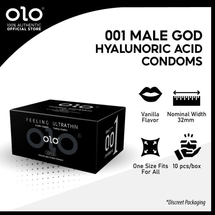 Olo 001 Natural Latex Ultra Thin Male God Hyaluronic Acid Condom For Men 001mm Natural Latex 5304