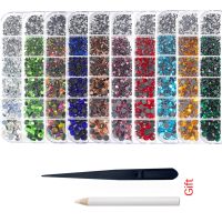 hotx【DT】 Hot Sale New Set 1200pcs 12 grid boxs Rhinestones Hotfix ss6-ss30 mixed size Glitter Glass Rhinestone Iron-on gem Strass