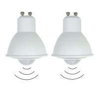 【CC】●  2-Piece 6W PIR Sensor GU10 Bulb 50W Halogen Equivalent Activated Security On/Off Indoor Outdoor Use