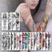 hot！【DT】❒♛●  Large Size Temporary Sticker Arm Sleeve Leg Tattoos Fake Wolf Floral Carf Thigh