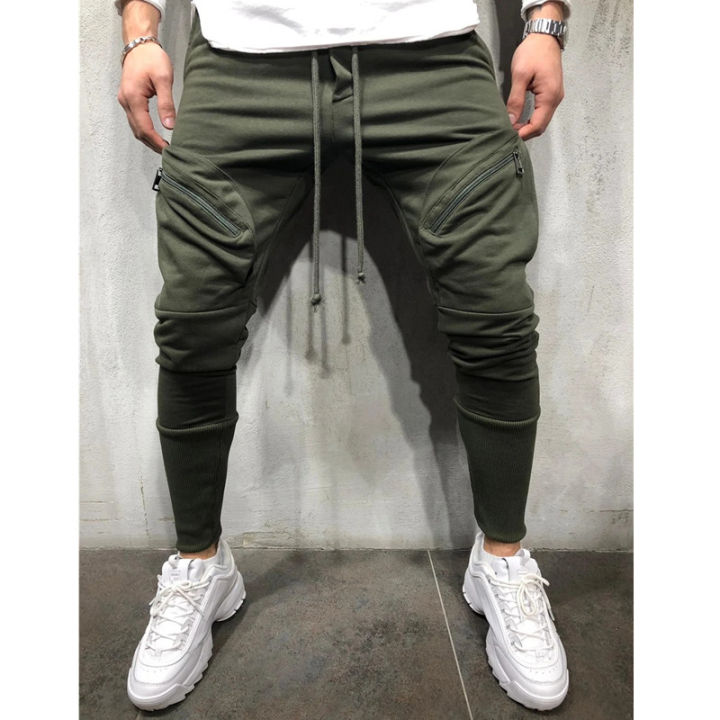 2019 ROUYHUAL New multi-pocket small foot mens tethered casual sports pants to wear sweatpants