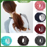 CHUAN ผู้หญิง อุปกรณ์เสริม ยางรัดผม ที่คาดผมแบบกว้าง Scrunchie Elastic ที่มัดผมหางม้า เชือกคาดผม