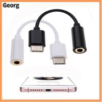 GEORG หูฟังไมโครโฟน ตัวแปลง USB 3.1 สายไฟ Type-C ถึง 3.5mm แจ็ค AUX อะแดปเตอร์เสียง