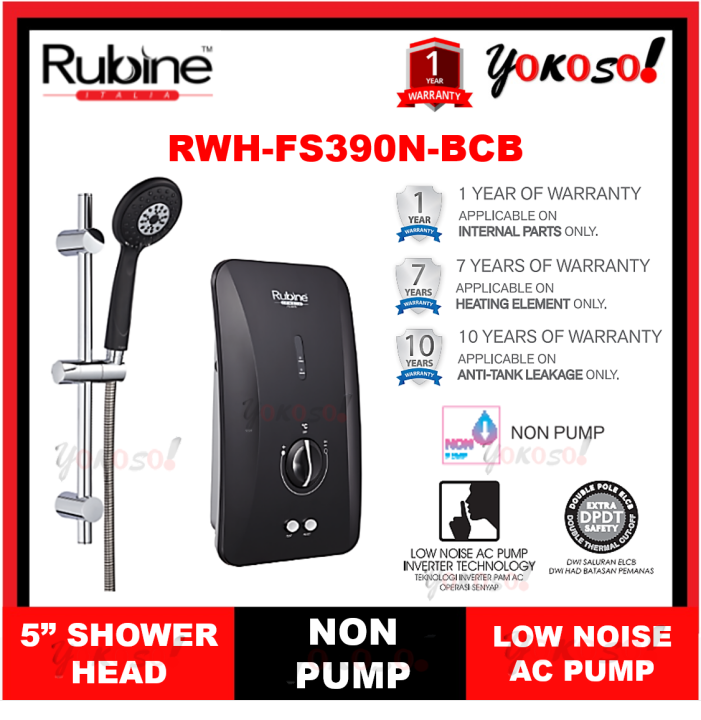 Rubine RWH-FS390N-BCB Water Heater Non-Pump | Lazada