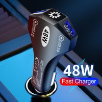 2 Ports 48W Car Charger QC 3.0 Mobile Phone Fast Charging Adapter in Car For iPhone 13 12 Pro Max Xiaomi Mi 12 11 Oneplus 10 9rt Wall Chargers