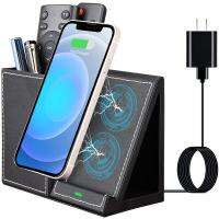 Kingfom Multi-Functional 10W Fast Wireless Charger with Pen Holder Office Desk Smartphone Gadget LED Charging Docking Station