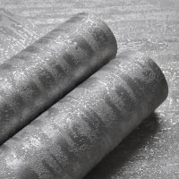 ✜⊙ Industrial Texture Plain Wallpaper Roll Metallic Glitter Silver Shiny Vinyl Wall Paper Bedroom Hallway Home Decoration