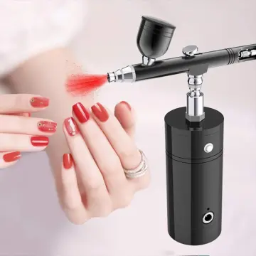 Upgraded airbrush kit portable auto mini air brush gun with compressor  quiet for art cake nail model painting tattoo manicure