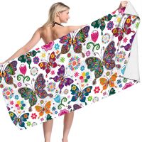 Classic Color Butterfly Skull Beach Towel Double-sided Velvet Quick-drying Beach Towel Ocean World Lightweight Fitness Towel