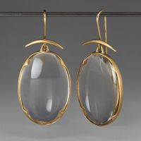 Exquisite Round Grey Stone Earrings Classic Vintage Gold Color Metal Geometry Wedding Dangle Earrings for Women Jewelry