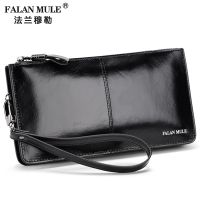 （Layor wallet）  FALAN MULE Fashion Men Wallets Long Genuine Leather Brand Purse Male Clutch Wallet Card Holder