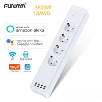 Wifi Smart Power Strip Surge Protector 4 EU Plug Outlets Electric Socket with USB App Voice Remote Control by Alexa Google Home Ratchets Sockets