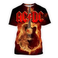 2023 NEWNew 3D พิมพ์ Acdc เสื้อยืดผู้ชายฤดูร้อนลำลองคอกลมแขนสั้นด้านบน