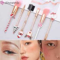 STINEWARDS Blending Beauty Eye Shadow Foundation Powder Santa Claus Pattern Christmas gift Metal Handle Makeup Brushes