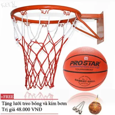 Combo bộ sản phẩm Vành bóng rổ 40cm + quả bóng rổ số 6 (Cam) thể thao 360
