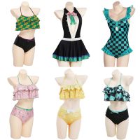 Demon Slayer Bikinis 2023 Woman Anime Kimetsu No Yaiba Kamado Tanjirou Nezuko Agatsuma Zenitsu Cosplay Swimsuit Bathing Gift