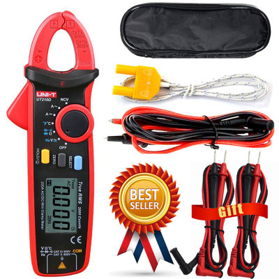 UNI-T UT210D Digital Clamp Meter Multimeter Handheld RMS ACDC Resistanc With Temperature,Send Two Test Lines.