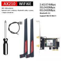 AX210 WiFi 6E Desktop Wireless Network Card with 10DB Antenna 2.4G/5G/6G 5374Mbps Tri Band Bluetooth 5.2