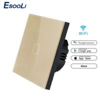 Esooli Ewelink สวิตช์สมาร์ททัช WIFI แอปไร้สายรีโมทสวิทช์ไฟติดผนังคริสตัลหน้าจอโทรศัพท์ทำงานร่วมกับ Alexa/google Home