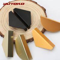 YUTOKO Cabinet Handles Gold Luxury Handle Cabinets Wardrobe Pulls Black Triangle Furniture Handles Dresser Knobs Hardware 1001